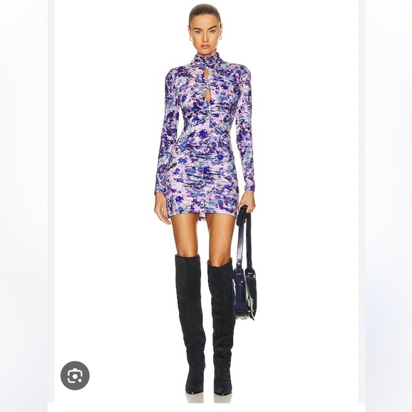 Isabel Marant Purple Velvet Mini Dress - Picture 1 of 6